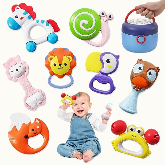 🎁 مجموعة 8 قطع من ألعاب الهز للأطفال –  Pieces Baby Rattles 8
